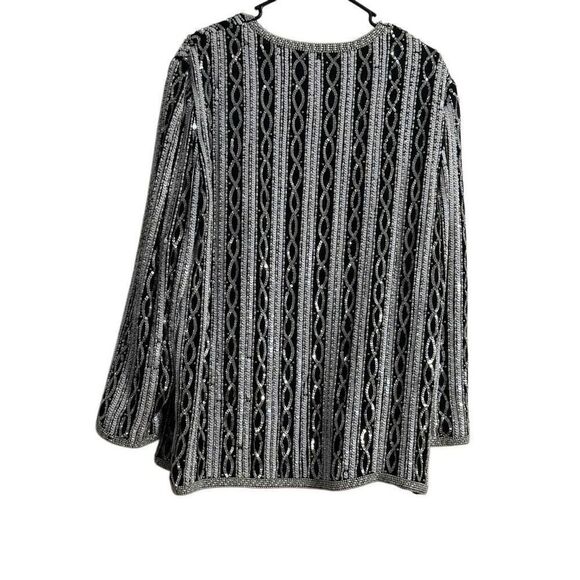 Carina women’s size large, 100% pure silk beaded open front jacket  - Picture 2 of 5